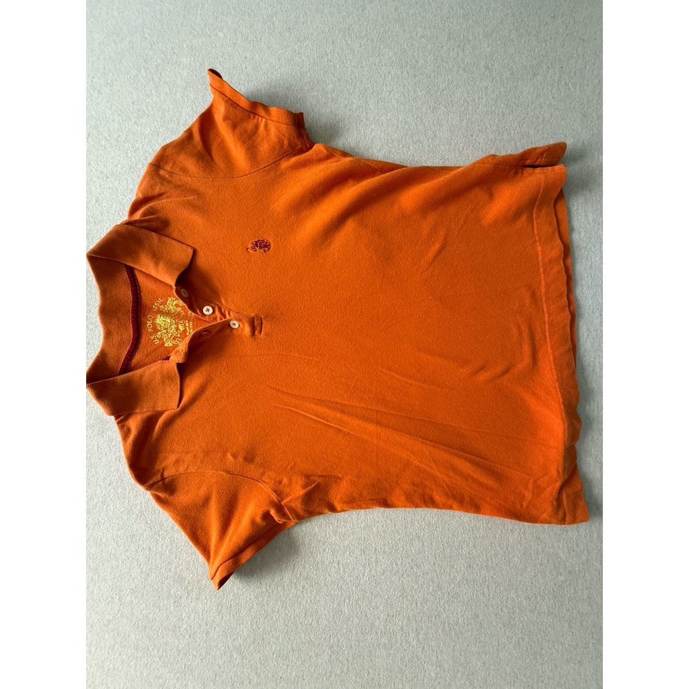 US Polo Assn Orange Short Sleeve Pique Polo Shirt Small Embroidered Logo